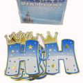 PRINCE THEME HAPPY BIRTHDAY BANNER - PRINCE CROWN HAPPY BIRTHDAY BANNER WITH RIBBON. 