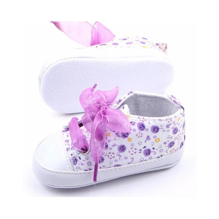 Pair of Canvas Shoes For Babies - Purple & White