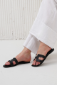 Elegancia H-SLIDE - Women's Black Comfortable Flat Slides. 