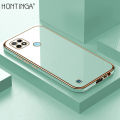 Hontinga for Realme C21 Back Cover Luxury 6D Plating Frame Shiny Bling Case Soft Silicone Square Phone Cases. 