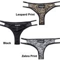 Zebra Stripes Leopard Print Bottom Crotch Briefs Thong Panties Underwear. 