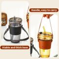 Techmanistan Glass Tumbler with Straw, Lid, Handle With Protective Leather Sleeve, Reusable Glass Coffee Tumbler, Glass Straw Milk Coffee Cup With Lid. 