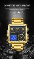 LIGE Top Brand Luxury Fashion Men Watches Gold Steel Sport Square Digital Analog Big Quartz Watch for Man Relogio Masculino+BOX. 