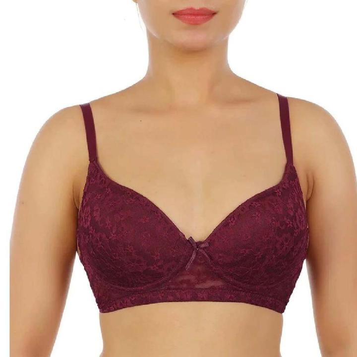 Maroon Color Double Padded Bras | Push-Up Bra With Adjustable Straps For Women