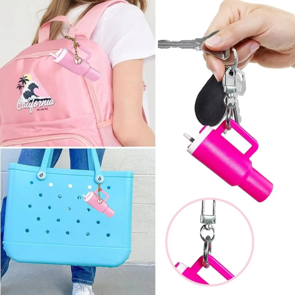 Wabogove Mini Tumbler Keychain With Initial Charm – Cute Stanley Cup Chapstick Holder For Backpacks & Purses