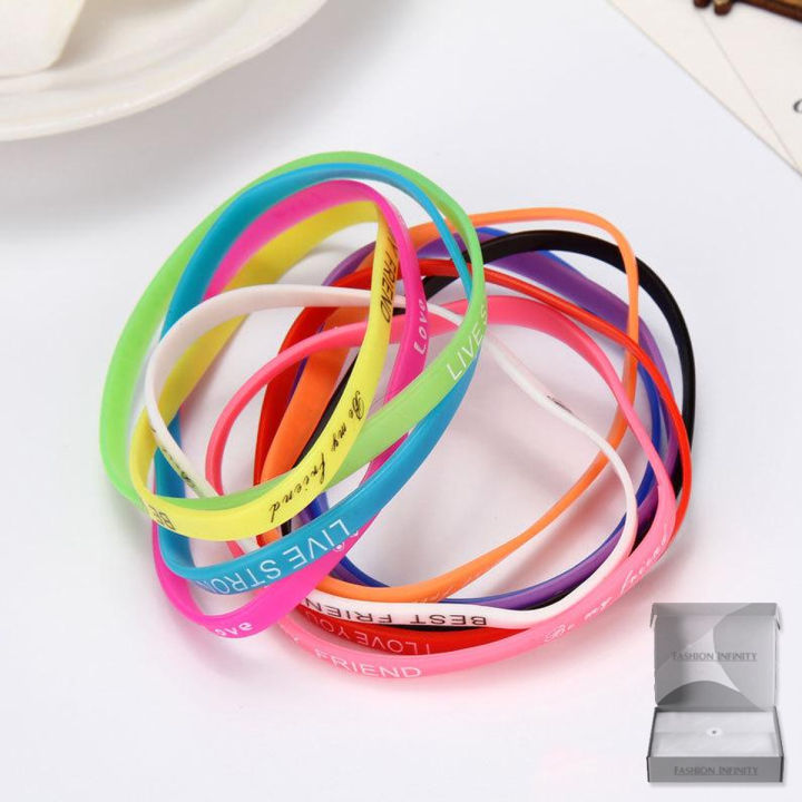 Pcs Set Silicone Friendship Band Silicone Rubber Elastic 5mm