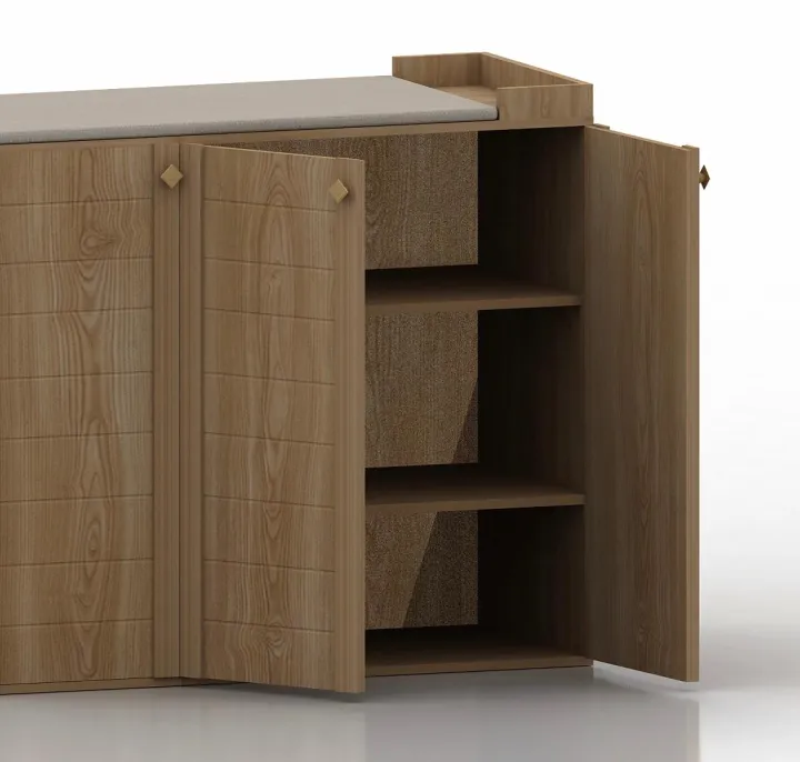 IS-001%20-%20Oak%20Wood%20Iron%20Stand%20with%203%20Cabinets%20Chest%20of%20Drawer%20Dark%20&%20Light%20Brown%20Polish%20Finish%20Storage%20Chester%20-%20Image%204