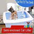 1410 Pet litter tray with scoop 14'' x 10'' inch (Cat Litter Box, Litter Pan Cat Toilet) Open Type Smooth Plastic Tray NON-STICK Coating - Size Medium. 