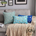 QS Decorative Super Soft Square Faux  with Gold Feathers Gilding Leaves Cushion Covers Cases Soft Fuzzy Cute Pillowcase for Couch Sofa Bed, 12x20 Inch | QS Bedding. 