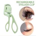 Green Eyelash Curler Portable Electric Heated Perm Comb USB Rechargeable Long Lasting Eyelashes Thermal Curler Makeup Tools. 