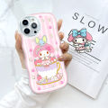 ZeroQiQi for OPPO F15 A91 Reno3 Back Cover With Free Holder Pink Melody Wavy Phone Case Camera Protection Transparent TPU Soft Cover for Girls. 