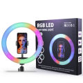 MJ26 10 Inch RGB Led Ring Light With PHONE HOLDER  (Without Stand) Circle Ring Selfie Led Photographic Studio Light For Youtube Live Show (Without Stand). 