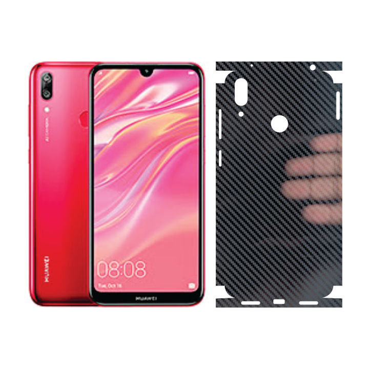 Huawei Y7 Prime (2019) Back Paper 360 Carbon01 Sami-Transperent Sheet Anti-stain Full Covering Wrap Cover