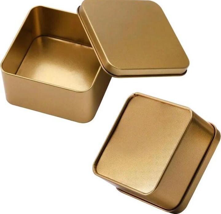 Pack of 2 - Multipurposed Tin Storage Box, Tin Boxes with Lids, Empty Metal Tins, Portable Metal Container Organizer for Cookies, Candy, Treats, Gifts, Gifts and Crafts
