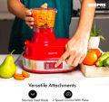 Geepas 4-in-1 multi-function food processor (Model-GSB9990) | electric blender juicer, 2-speed with pulse function & safety interlock | 800w |juicer, blender, mixture & coffee mill included- assorted | RED. 