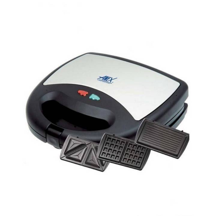 Sandwich Maker Anex AG-1039 C 3 in 1 - Deluxe Sandwich Maker - 750 Watts - Black & Silver