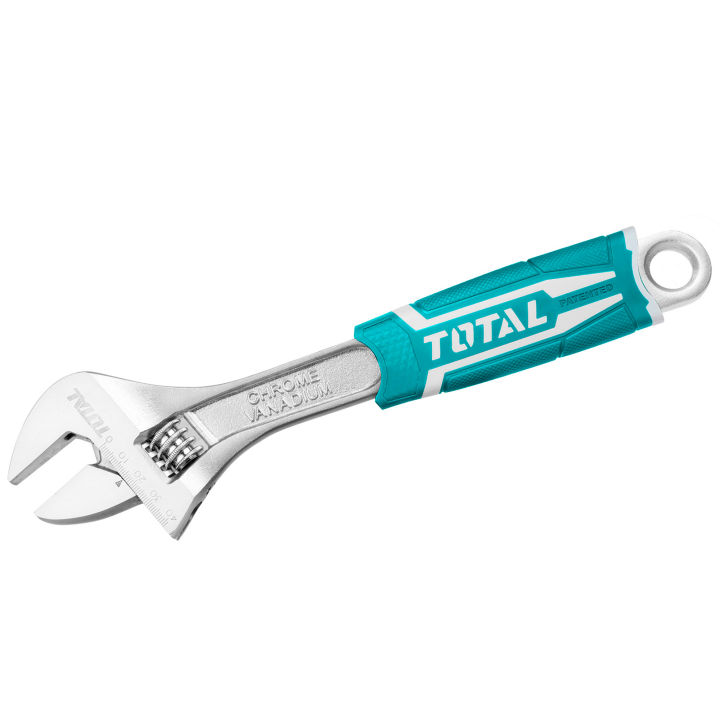 TOTAL 250mm Cr-V Adjustable Wrench with Two Color Rubber Handle THT101106