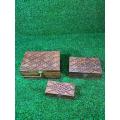 Jewellery box set 3 pieces large box is 10✖️6 inches pure wooden jewellery boxes beautiful new design boxes red soft velvet inside. 