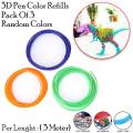 3D Printing Doodle Pen Color Refills - Pack of 3 - Random Colors - 3 Meter Length. 