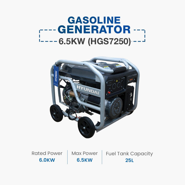 Hyundai Petrol Generator 6.5 kVA - HGS7250 – Silver