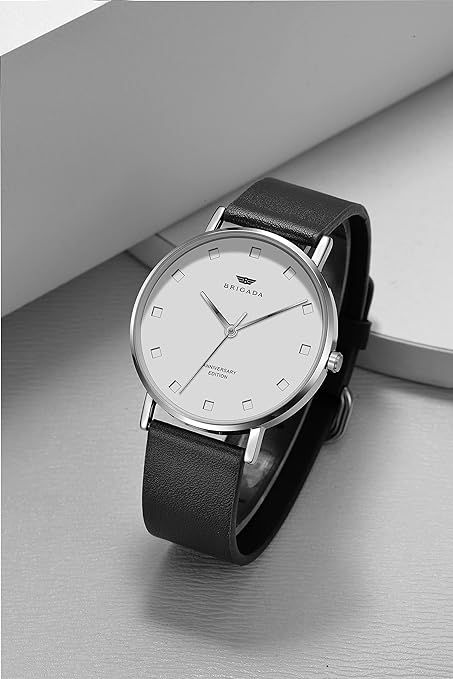 Silver/Black Classic Watch for Men / Boys - Stylish Stainless Steel Analog Quartz Mens Watches
