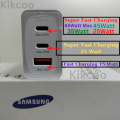Samsung 65W PD Super Fast Charging Adapter with 2 Type-C and 1 USB Port USB C Charger Quick Charge QC4.0 QC PD3.0 PD USB C Type C Fast USB Wall Charger Adapter For Galaxy S22 S22 Ultra S22 Plus S21 S21 Ultra S21 ProS20Plus Note 10+ A90 A80. 