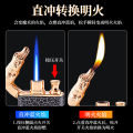 Personalized Dual Fire Switch Lighter with Quartz Watch Metal Inflatable Windproof Blue Flame Crocodile Head Lighter. 