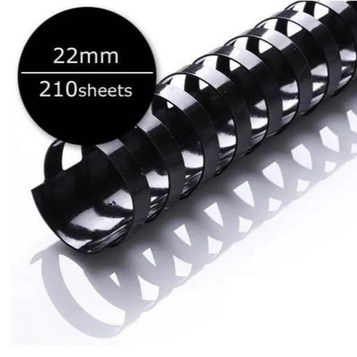 Pack of 50 – Plastic Binding Spirals (Comb) 21 Rings 22mm Black ...