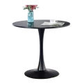 16 inch Black Round Dining Table Tulip Design, Wooden Pedestal Base, Mid Century Modern Small Circle Table for Kitchen Living Room Leisure Conference. 