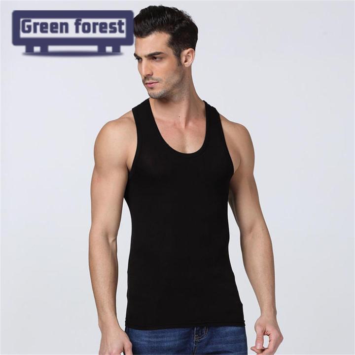 Green forest Male Vest Top Comfortable Summer Men Vest Skinny Undershirt