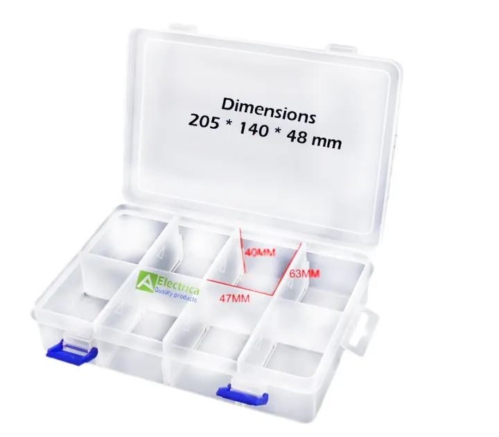 Transparent%20Plastic%20Tool%20Box%20V-200%20Component%20Box%20Parts%20Box%208%20Sections%20Adjustable%20Tray%20Storage%20Box%20for%20Stationery%20,%20Tools%20and%20Crafts%20by%20Electrica%20-%20Image%203