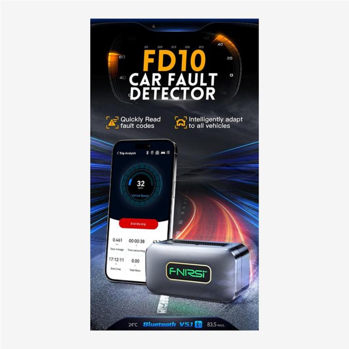 FNIRSI FD10 Car OBD2 Scanner Code Reader Clear Error OBD Diagnostic Tool for IOS Android BT 5.1 Check Engine Light Car Repair