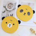 Coaster Anti-skid Cartoon Bear Hand-Woven Cotton Rope Placemat. 