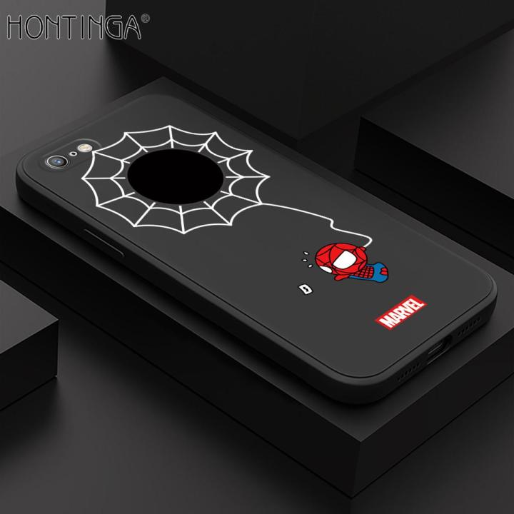 Hontinga for iPhone 6 Plus / 6S Plus Back Cover Cartoon Spiderman Design Soft Phone Case Square Edge Liquid Silicone Cases