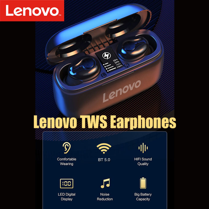 Lenovo HT18 BT5.0 Wireless Earphones In-Ear Earbuds LED Display/Noise Reduction/HiFi Stereo Sound/Binaural Call/1000mAh Power Bank/8mm Driver Headset with Mic Headphones