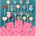 Round Heart Silicone lollipop mold Flower candy chocolate molds cake decorating form bake bakeware tool bear lolipops cake molds. 