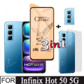 Infinix Hot 50 Privacy tempered Glass For Infinix Hot 50 40 4G 5G 3 in 1 Tempered Glass Screen Protector and Camera Lens Glass Protector. 