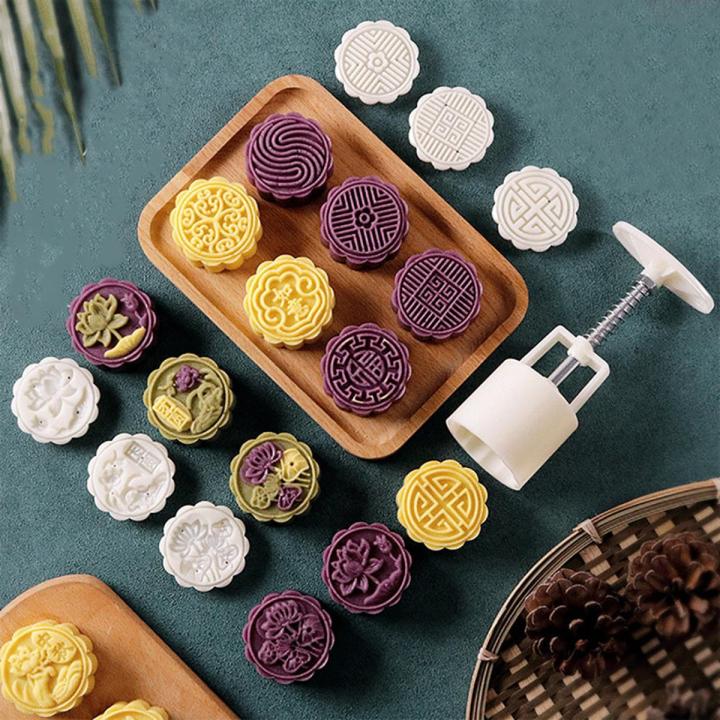 【HOT】 Mooncake Mold Cherry Blossom Flowers Sakura Pattern DIY Hand Press Mold Plungers Pastry Tools Mid-Autumn Festival
