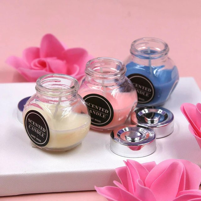 Scented Candle in Mini Glass Jar with Silver Lid | Daraz.pk