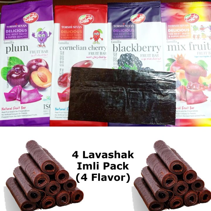 4 Pc Lavashak Fruit Roll / lavashak Imli Sweet and Sour Best Taste Fruity Bar Imli lavashak Box