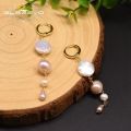 【Happy childhood memories】GLSEEVO Natural Fresh Water Baroque Pearl Long Drop Earrings For Women Party Engagement Fine Jewelry Kolczyki GE0899. 