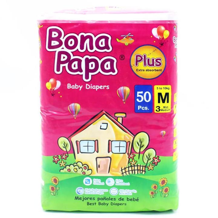 BONA PAPA Medium Size Baby Diaper (50 Pcs) Diapers Plus