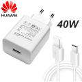 Original 5A HUAWEI Fast Charger 40W - Model - Hw-050450E00 -  Supercharge -Type C Charger- Type C Cable For Mobile - Fast charging - Turbo Charger - Wall charger - White. 