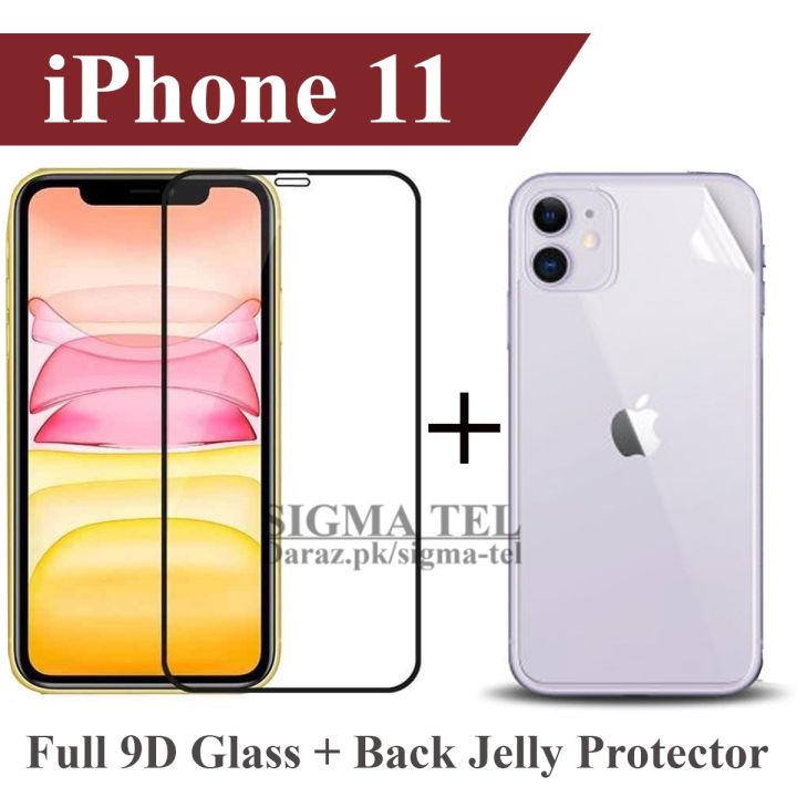 Apple iPhone 11 Full Black 9D|5D|6D|10D|11D|21D Tempered Glass Screen  Protector Full Glue Edge To Edge Back Jelly Protector Clear Soft Film