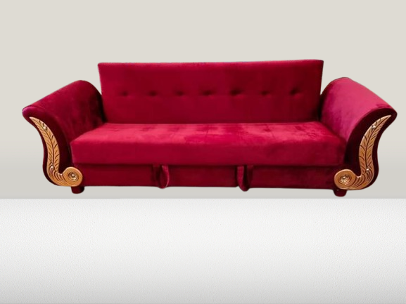 Sofa Combed With Storage 3 Seater Red Valvet & Custumize Colours Special Offer Available From Customized.......