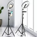 26cm Ringlight with Full Size 7ft Tripod Stand & Mobile Holder | Best Makeup LED Selfie Light for TikTok, YouTube, Videography & Photography | Dimmable USB Ring Light for Studio Lighting. 