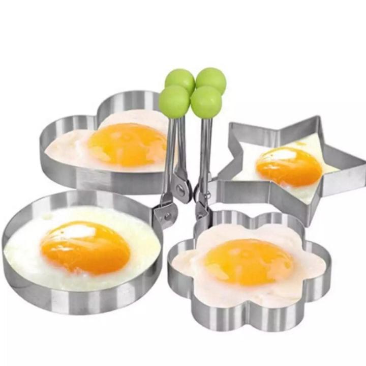 4PCS Shape Fried Egg Mold Ring Tools,Stainless Steel Cooking Tools for Frying Baking Cooking Fried Egg Shaper Pancake Mold Ring egg ring
