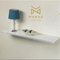Monad Interiors — 100% Wood made — Modern Floating Wall Shelves Set - 4 Piece Contemporary Storage Solution in Black & White. 