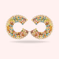 Rainbow Pearlescent Round Hoop Earrings- Earrings for Girls Stylish. 