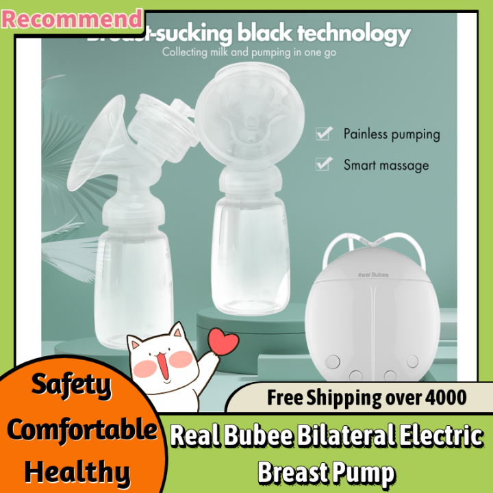 Portable Electric Breast Pump BPA Free PP Fast Sucking Dual Breastfeeding Pump w/Milk Bottles